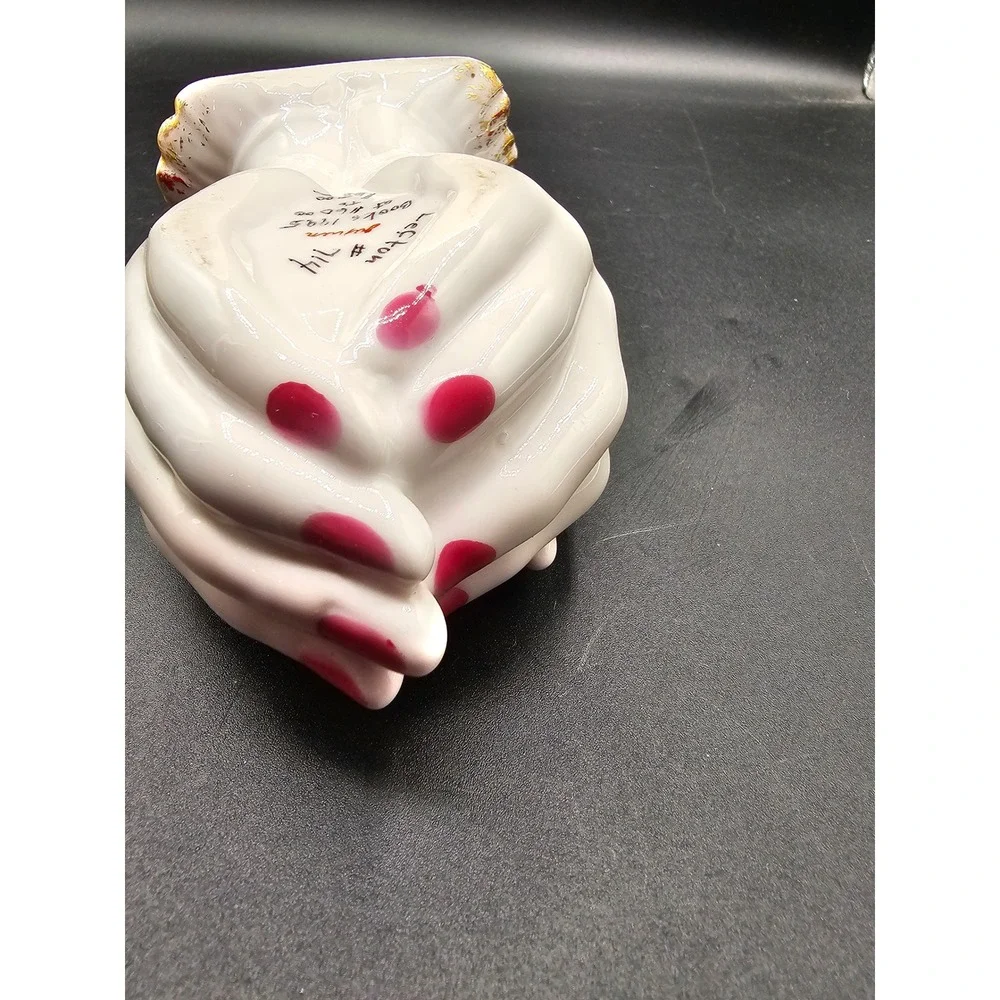 Vintage Lefton 714 Porcelain Hand Wall Pocket Vase Pink Roses Gold Trim Japan AB